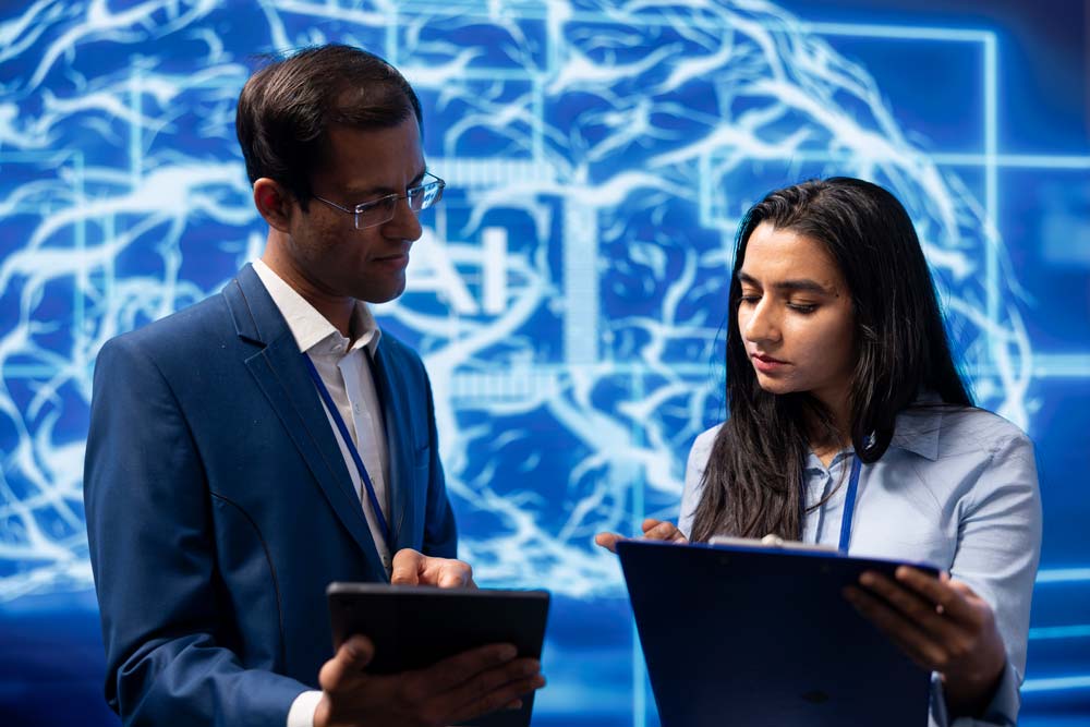 Ai workers in a science lab